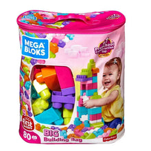 Load image into Gallery viewer, Mega Blocks First Builders Big Building Bag 80 Piece Pink