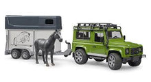 Load image into Gallery viewer, Bruder 02592 Land Rover Defender With Horse Trailer
