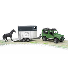 Load image into Gallery viewer, Bruder 02592 Land Rover Defender With Horse Trailer