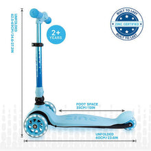 Load image into Gallery viewer, ZINC Three Wheeled Folding T-Motion Scooter SHINE Blue
