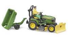 Load image into Gallery viewer, Bruder 62104 John Deere Ride On Mower Trailer Gardener