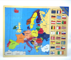 Europe Map & Flags Puzzle