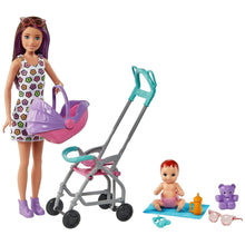 Load image into Gallery viewer, Barbie Skipper Babysitters Pushchair and 2 Dolls Playset
