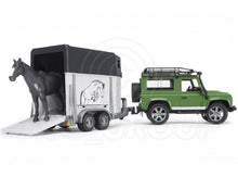 Load image into Gallery viewer, Bruder 02592 Land Rover Defender With Horse Trailer
