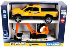 Load image into Gallery viewer, Bruder 02546 RAM Rental Service With Mini Excavator
