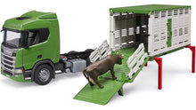 Load image into Gallery viewer, Bruder 03548 Scania Super 560R Cattle Transportation Truck With Cattle

