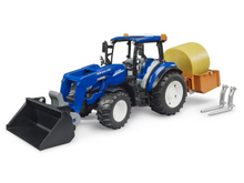 Load image into Gallery viewer, Bruder 02187 New Holland T5.120 With Frontloader, Load Box &amp; Forks
