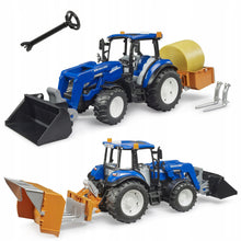 Load image into Gallery viewer, Bruder 02187 New Holland T5.120 With Frontloader, Load Box &amp; Forks
