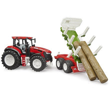 Load image into Gallery viewer, Bruder 03453 Roadmax Tractor With Forestry Trailer &amp; 3 Trunks
