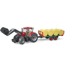 Load image into Gallery viewer, Bruder 03198 Case IH Optum 300 CVX With Front Loader And Ball Transport Trailer
