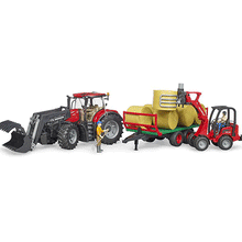 Load image into Gallery viewer, Bruder 03198 Case IH Optum 300 CVX With Front Loader And Ball Transport Trailer
