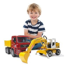 Load image into Gallery viewer, Bruder 02751 MAN TGA Dump Truck With Liebherr Shovel
