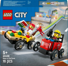 Load image into Gallery viewer, Lego City 60458 Pizza Vs Fire Truck Race Car
