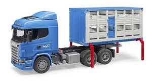 BRUDER 1.16 SCALE SCANIA R SERIES LIVESTOCK LORRY WITH ONE COW