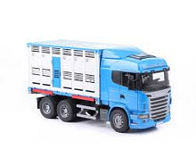 Load image into Gallery viewer, BRUDER 1.16 SCALE SCANIA R SERIES LIVESTOCK LORRY WITH ONE COW
