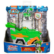 PAW Patrol Rescue Knights Rocky Transforming Toy Car with Figure